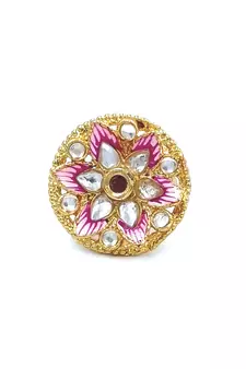 AARNAA Traditional Ruby Cocktail Adjustable Stone Gold Plated Kundan Studded Cocktail FR_139_R_70