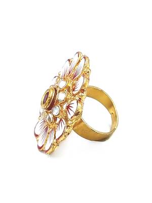 Traditional Ruby Cocktail Adjustable Stone Gold Plated Kundan Studded Cocktail FR_140_R_70 3