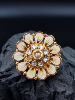 White COLOR  Traditional Cocktail Adjustable Stone Gold Plated Kundan Studded Cocktail FR_141_W_70 1