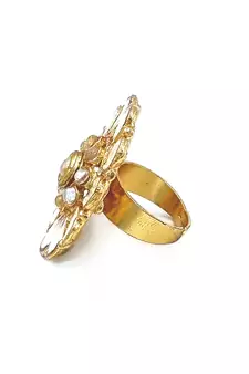 White COLOR  Traditional Cocktail Adjustable Stone Gold Plated Kundan Studded Cocktail FR_141_W_70
