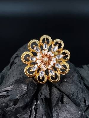 White COLOR Traditional Cocktail Adjustable Stone Gold Plated Kundan Studded Cocktail  FR_142_W_70 1