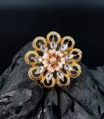 White COLOR Traditional Cocktail Adjustable Stone Gold Plated Kundan Studded Cocktail  FR_142_W_70