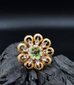  GREEN Color Gold Tone Traditional Kundan Finger Rings For Women-  FR_143_G_70