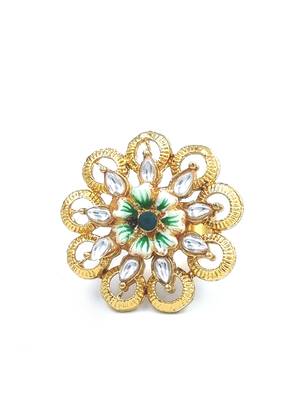  GREEN Color Gold Tone Traditional Kundan Finger Rings For Women-  FR_143_G_70 2