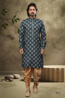 Green embroidered silk dhoti-kurta 4