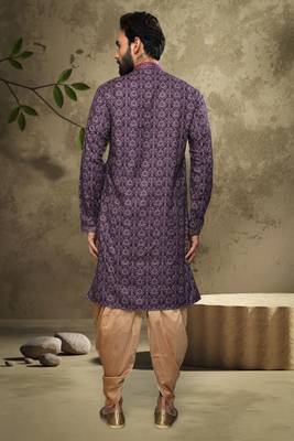 Purple embroidered silk dhoti-kurta 2