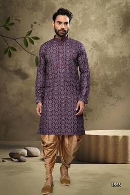 Purple embroidered silk dhoti-kurta 4