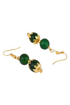 Contemporary Gold Plated Leaf Shaped Pendant and Earring Set studded with Beads for Girls and Women. 3