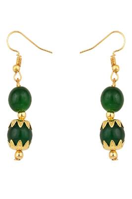 Contemporary Gold Plated Leaf Shaped Pendant and Earring Set studded with Beads for Girls and Women. 4