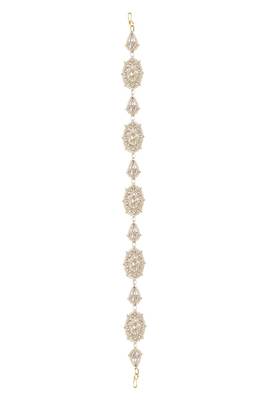Ethnic Gold Plated Round Shaped White Colored Pearl and  Kundan Studded Matha Patti for Girls and Women 1