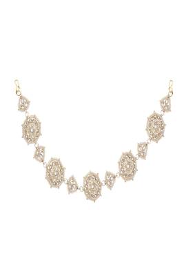Ethnic Gold Plated Round Shaped White Colored Pearl and  Kundan Studded Matha Patti for Girls and Women 3
