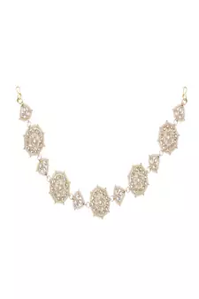 Ethnic Gold Plated Round Shaped White Colored Pearl and  Kundan Studded Matha Patti for Girls and Women