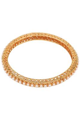 Traditional Gold Plated Pearl studded Bangle Set of 4 Bangles for Girls and Women 4