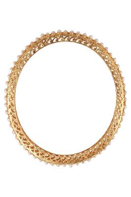 Traditional Gold Plated Pearl studded Bangle Set of 4 Bangles for Girls and Women 5
