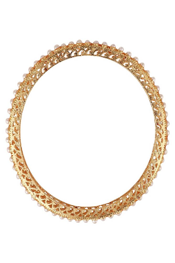 Traditional Gold Plated Pearl studded Bangle Set of 4 Bangles for Girls and Women