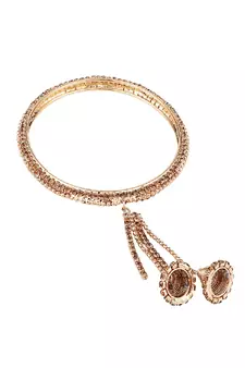 Traditional Antique Gold Plated Stone studded Dangle Drop Bangle Set of 4 Bangles for Girls and Women.