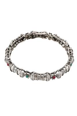 Ethnic Silver Plated Multicolor Stone studded Set of 4 Bangles for Girls and Women. 3