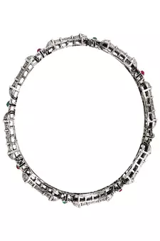 Ethnic Silver Plated Multicolor Stone studded Set of 4 Bangles for Girls and Women.