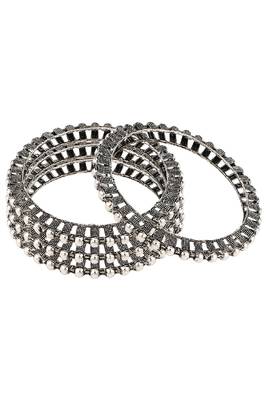 Contemporary Oxidised 3D effect Bangle Set of 4 Bangles for Girls and Women. 3