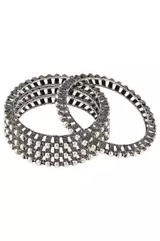 Contemporary Oxidised 3D effect Bangle Set of 4 Bangles for Girls and Women.