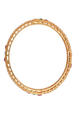 Traditional Gold plated Pearl and Multicolor Stone studded Bangle Set of 4 Bangles for Girls and Women. 5
