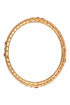 Traditional Gold plated Pearl and Multicolor Stone studded Bangle Set of 4 Bangles for Girls and Women.