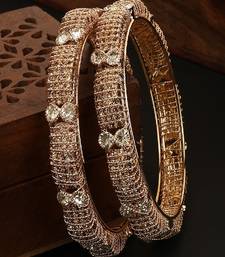 Ethnic Heavy Gold Plated Stone Studded Bangle Set for Girls and Women.
