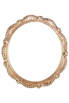 Ethnic Heavy Gold Plated Stone Studded Bangle Set for Girls and Women.