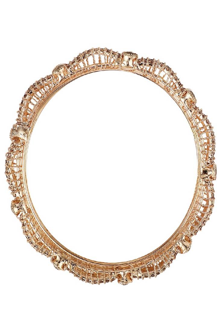 Ethnic Heavy Gold Plated Stone Studded Bangle Set for Girls and Women.