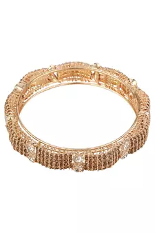 Ethnic Heavy Gold Plated Stone Studded Bangle Set for Girls and Women.