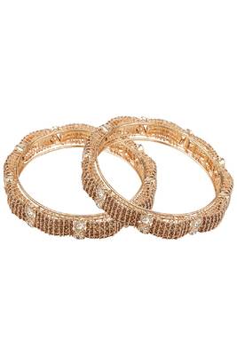 Ethnic Heavy Gold Plated Stone Studded Bangle Set for Girls and Women. 5