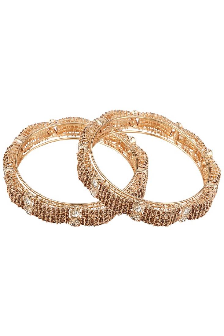 Ethnic Heavy Gold Plated Stone Studded Bangle Set for Girls and Women.