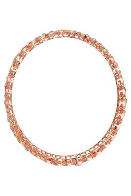 Statement Rose Gold Plated Leaf Shaped Multicolor Stone Studded Bangle Set for Girls and Women. 3