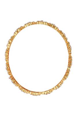 Statement Gold Plated Floral Shaped Stone Studded Bangle Set of 2 Bangles for Girls and Women. 2