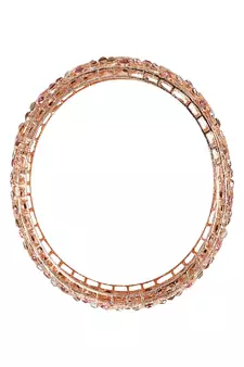 Statement Rose Gold Plated Abstract Design Stone Studded Bangle Set of 2 Bangles for Girls and Women.