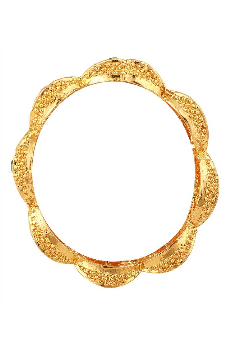 Traditional Gold Plated Enameled Multicolor Stone Studded Abstract Design Bangle Set of 2 Bangles for Girls and Women.