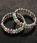 Ethnic Oxidised Leaf Design Multicolor Sttone Studded Bangle Set of 2 Bangles for Girls and Women.