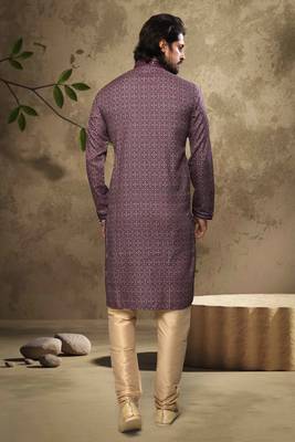Purple embroidered silk kurta-pajama 3