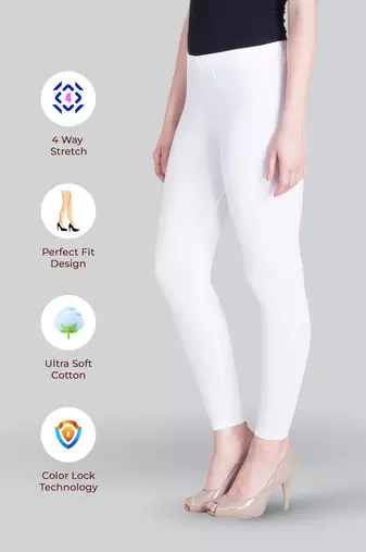 Lyra White Free Size Ankle Leggings