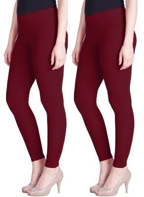 Lyra Maroon Free Size Ankle Leggings 1
