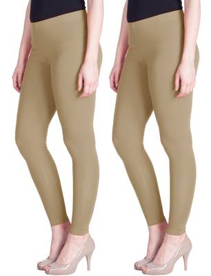 Lyra Beige Free Size Ankle Leggings 1