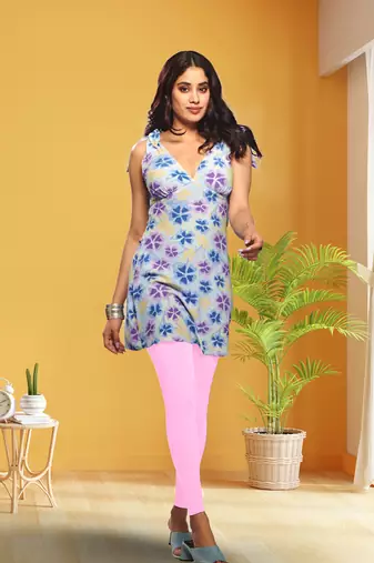 Lyra Light Pink Free Size Ankle Leggings