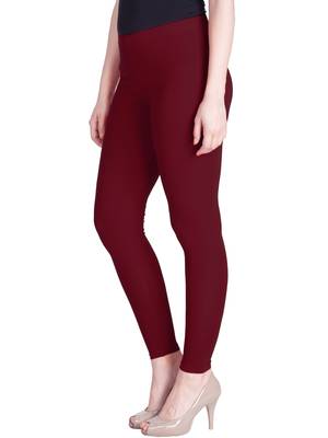 Lyra Maroon Free Size Ankle Leggings 2