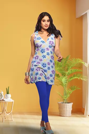 Lyra Royal Blue Free Size Ankle Leggings