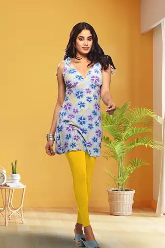 Lyra Lemon Free Size Ankle Leggings