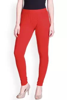 Lyra Tomato Red Free Size Churidar Leggings