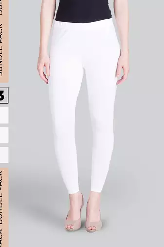 Lyra White Free Size Ankle Leggings