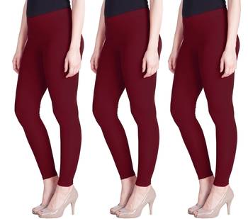 Lyra Maroon Free Size Ankle Leggings 1