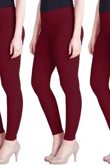 Lyra Maroon Free Size Ankle Leggings