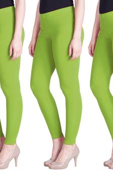 Lyra Parrot Green Free Size Ankle Leggings